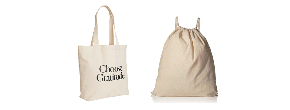 100% organic cotton canvas tote bag in natural undyed off-white color, showcasing soft hand feel and minimalist sustainable design